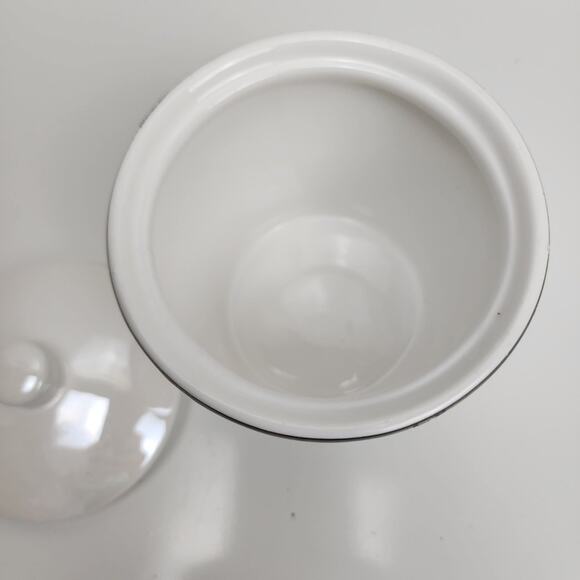 Martha Stewart Everyday Ceramic Porcelain Silver Trim on Elegant Covered Jar - Picture 3 of 5